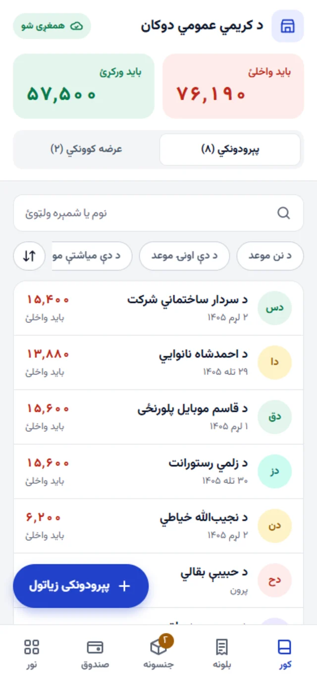 قرض‌نامه په موبایل کې: د پېرودونکو پور